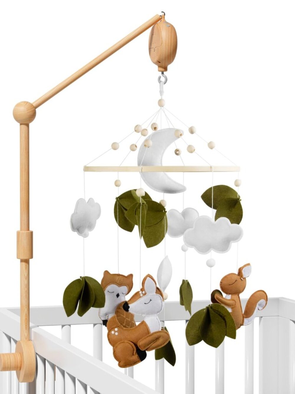 Woodland Animals Theme Bassinet Baby Nursery Mobiles with Modes Digital Music Bo